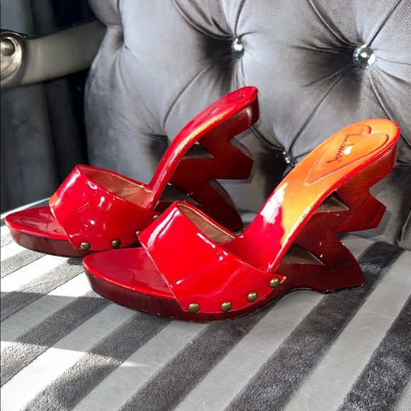 Luichiny Shoes - Luichiny Red Zigzag Heel Mules 🎀